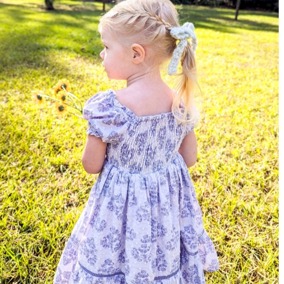 NWT Joie Girls Lavender Floral Dress 5T: Puff Sleeves, Ruffle Hem, Spring/Easter - Picture 1 of 8